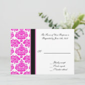 trouwacceptatiekaart, roze demask kaart (Staand voorkant)