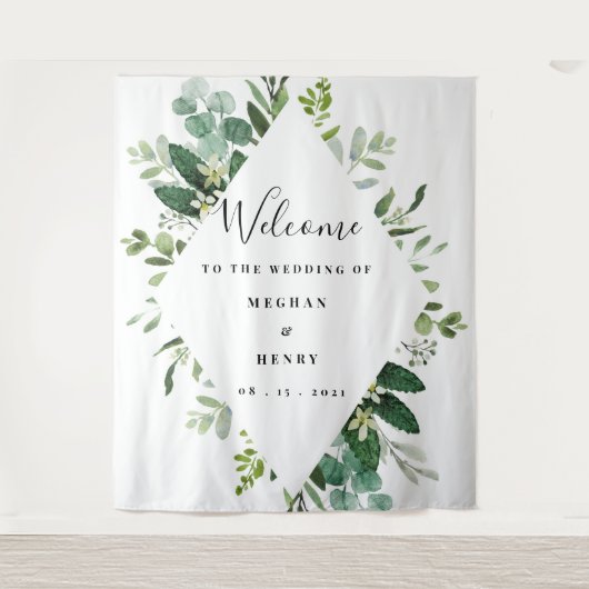 Trouwachtergrond, fotoframe, fotohokje-accessoire wandkleed (Voorkant)