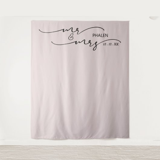 Trouwachtergrond met de heer en mevrouw Blush Rose Wandkleed (Voorkant)