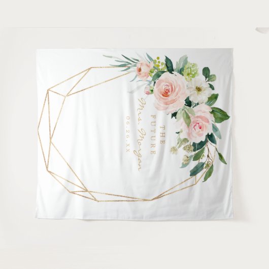 Trouwachtergrond voor bruidsfeest Future Mrs Gold Wandkleed (Voorkant (horizontaal))