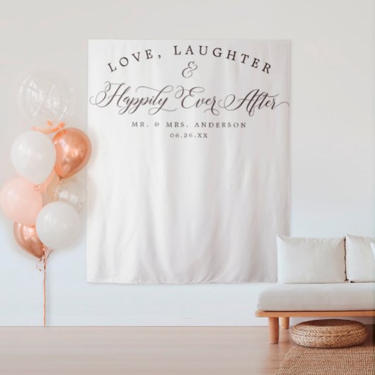 Trouwachtergrondbanner met Liefde en Lach Wandkleed