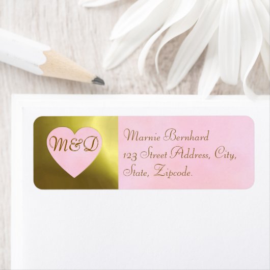 Trouwadreslabel | Roos roze set Etiket (Insitu)