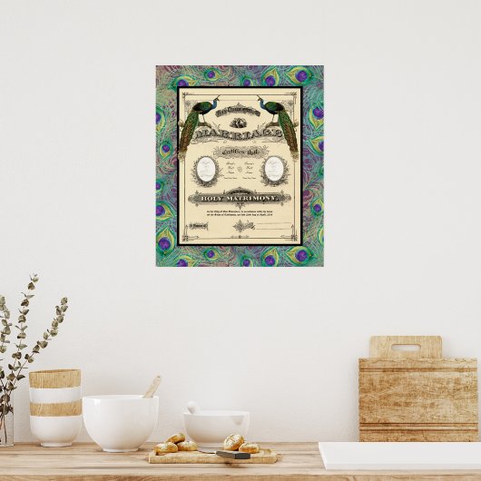 Trouwakte Huwelijksakte Oud-Hollands Ontwerp Moder Poster (Keuken)