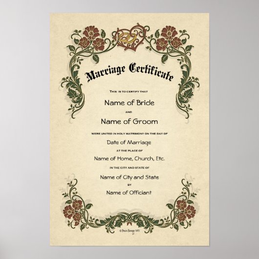 Trouwakte-Huwelijksakte-(Sieraad) Poster (Voorkant)