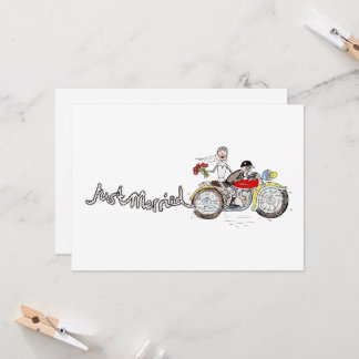Trouwavond voor motorfiets bruid en bruidegom kaart
