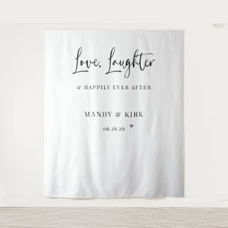 Trouwbanner 'Liefde, Lachen & Gelukkig Tot Het Ein Wandkleed