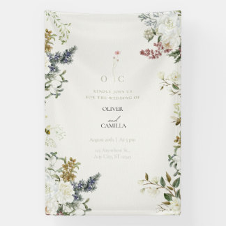 Trouwbanner met wilde bloemen botanisch spandoek