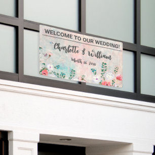 Trouwbanner Waterverf Wildflowers Spandoek