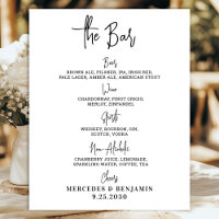 Trouwbar Drankmenu Gepersonaliseerde Calligrafie