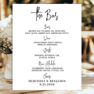 Trouwbar Drankmenu Gepersonaliseerde Calligrafie Poster