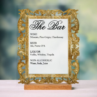 Trouwbar signeer - Gouden frame acryl display