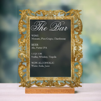 Trouwbar signeer - Gouden frame acryl display
