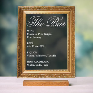 Trouwbar signeer - Gouden frame acryl display