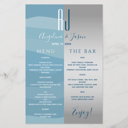Trouwbarmenu (Voorkant)