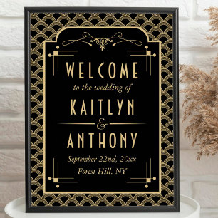 Trouwbegroeting in Vintage 1920's Art Deco Gatsby- Poster