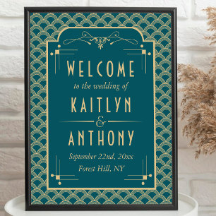 Trouwbegroeting in Vintage 1920's Art Deco Gatsby- Poster