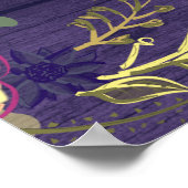 Trouwbegroeting met rustieke bloemen in paars poster (Hoek)