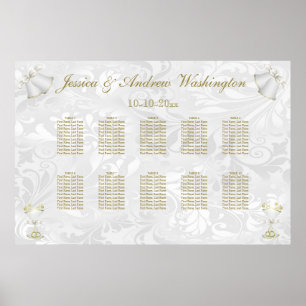 Trouwbellen & Champagneglazen zitplaatskaart Poster