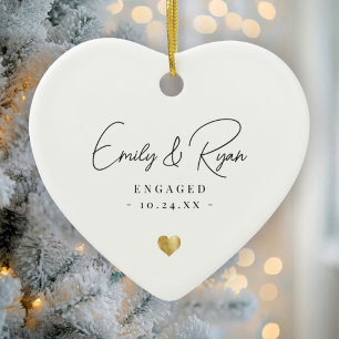 Trouwbelofte-aankondiging Gouden Hart Aandenken Keramisch Ornament
