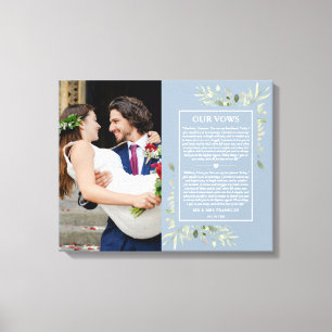 Trouwbeloften Stof Blauw Groenery Foto Canvas Afdruk