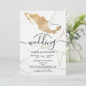 Trouwbestemming Mexico Gouden Verplaatsbaar Hart Kaart (Staand voorkant)