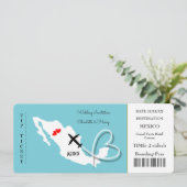 Trouwbestemming Mexico Ticket Kaart (Staand voorkant)