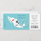 Trouwbestemming Mexico Ticket Kaart (Voorkant)