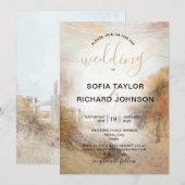 Trouwbestemming Zandduinen Strand Gras Uitnodiging (Voorkant / Achterkant)