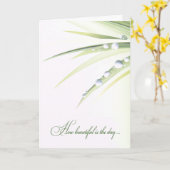 trouwblad met waterdruppels kaart (Gele Bloem)