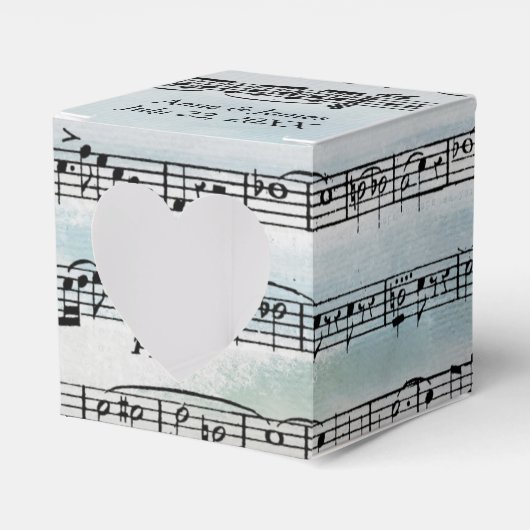 Trouwbladmuziek op waterverf bedankdoosjes (Voorkant Zijde)