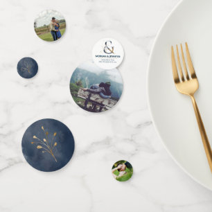 Trouwblauw Goud Tafel Decor Foto Confetti