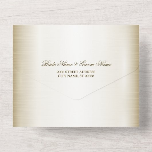 Trouwbloem Golden Hart Lijst Elegant All In One Uitnodiging (Achterkant)