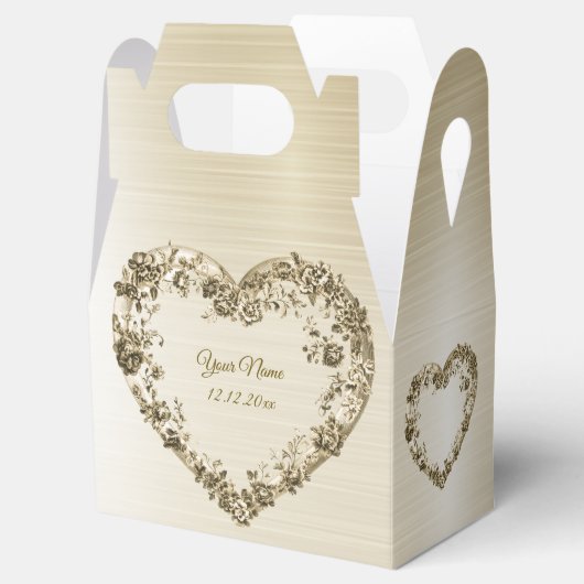 Trouwbloem Golden Hart Lijst Elegant Bedankdoosjes (Geopend)