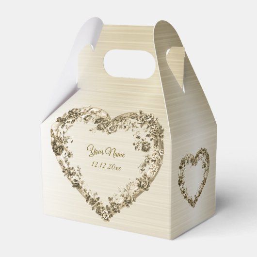 Trouwbloem Golden  Hart Lijst Elegant Bedankdoosjes (Voorkant Zijde)