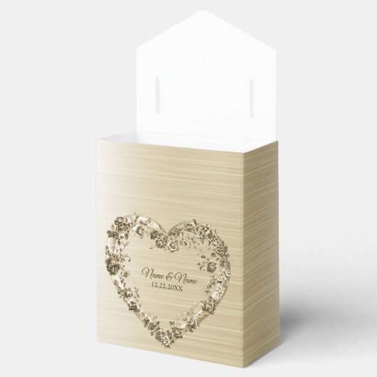 Trouwbloem Golden Hart Lijst Elegant Bedankdoosjes (Geopend)