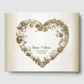 Trouwbloem Golden  Hart Lijst Elegant Gastenboek (Achterkant)