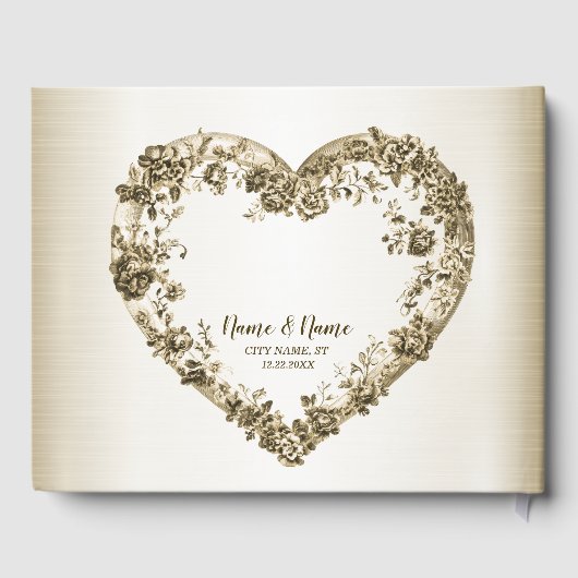 Trouwbloem Golden  Hart Lijst Elegant Gastenboek (Achterkant)