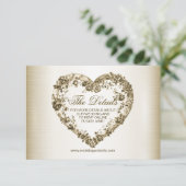 Trouwbloem Golden  Hart Lijst Elegant Informatiekaartje (Staand voorkant)