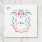 Trouwbloem Initialen Crest Bedankjes Labels (Voorkant)