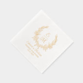Trouwbloem Laurel Krans Initialen Folie Servetten (Rechts)