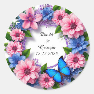 Trouwbloemen Cirkelvormig Frame Ronde Sticker