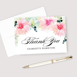 Trouwbloemen in waterverf Vintage Blush lente Bedankkaart