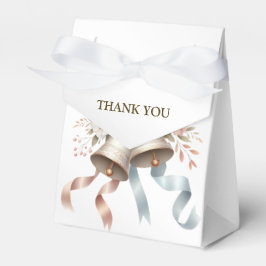 Trouwbloemen klokken roze blauwe linten mooi bedankdoosjes