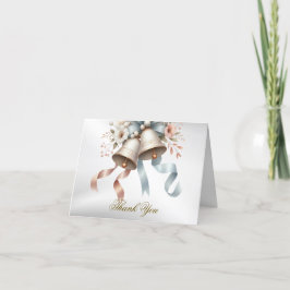 Trouwbloemen klokken roze blauwe linten mooi bedankkaart