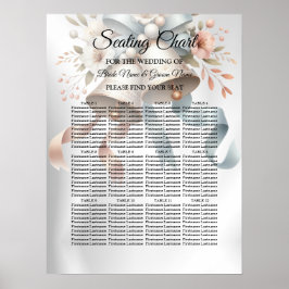 Trouwbloemen klokken roze blauwe linten mooi poster