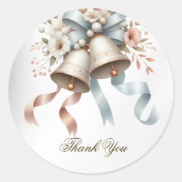 Trouwbloemen klokken roze blauwe linten mooi ronde sticker