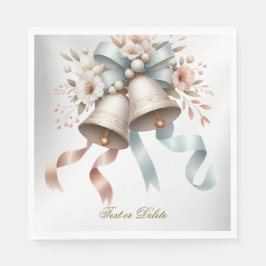 Trouwbloemen klokken roze blauwe linten mooi servet