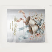 Trouwbloemen klokken roze blauwe linten mooi wandkleed (Voorkant (horizontaal))