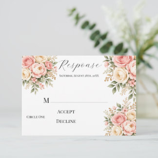 Trouwbloemen met Roze Salie Champagne Bloemen RSVP Kaartje