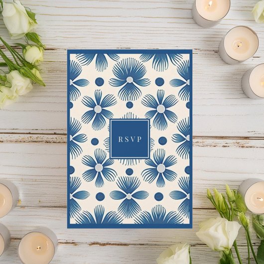 Trouwbloemen uit het midden van de eeuw | Volledig RSVP Kaartje